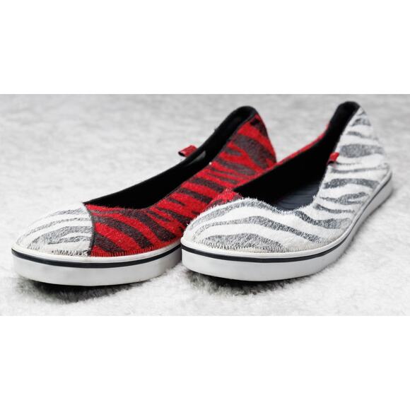 Vans Caliente Zebra Print Slip on Red Black White Sneakers Ballet Womens 10.5 - Picture 11 of 16